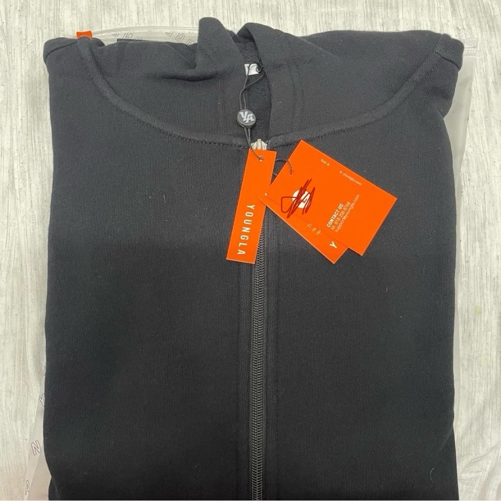 YoungLA Black Hoodie with Bright Orange Tags - Picture 1 of 5